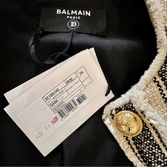 NWT! Balmain Striped Piqué Jacket Sz. 36 - Picture 10 of 11